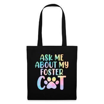 Demandez-moi à propos de mon refuge Tie Dye pour chat drôle - Sac en tissu - noir - Devant
