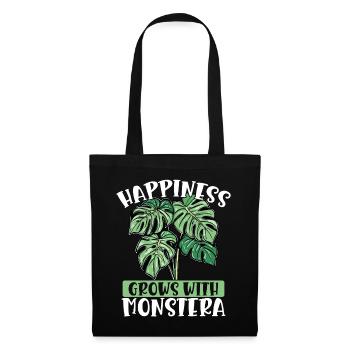 Le bonheur grandit avec Monstera – - Sac en tissu - noir - Devant