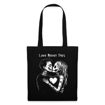 Love Never Dies - Gothic Zombie Liebesdesign - Stoffbeutel - Schwarz - Vorne