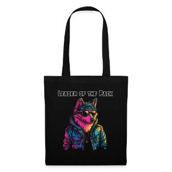 Leader of the Pack - Neon Wolf Design - Tote Bag - black - Front