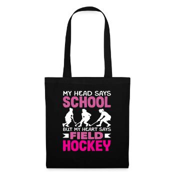 Feldhockeyspieler Herz Schule Kopf - Stoffbeutel - Schwarz - Vorne