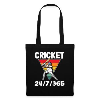Cricket Player 24/7/365 Retro Look - Tote Bag - black - Front