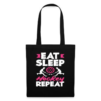Feldhockeyspieler Eat Sleep Hockey Repeat - Stoffbeutel - Schwarz - Vorne