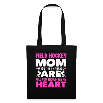 Feldhockey Spieler Mama Herz Hände Voll - Stoffbeutel - Schwarz - Vorne