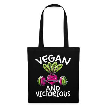 Vegane Und Siegreiche Lustige Pflanzliche Fitness - Stoffbeutel - Schwarz - Vorne