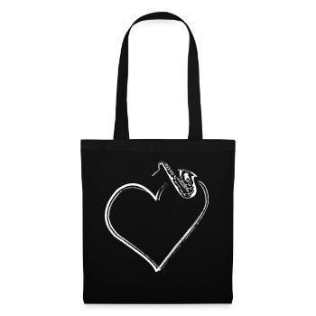 Saxophone Heart - Stoffbeutel - Schwarz - Vorne