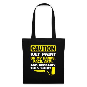 Attention aux peintres Peinture humide partout - Sac en tissu - noir - Devant