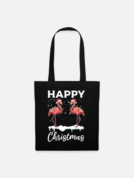 Happy Christmas - Pink Flamingo Flamingo Lover - Stoffbeutel - Schwarz