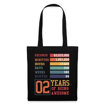 2 ans ! Cadeau d’anniversaire pour les 2 ans - Sac en tissu - noir - Devant