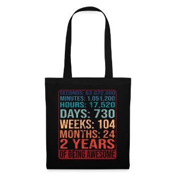 2 ans ! Cadeau d’anniversaire pour les 2 ans - Sac en tissu - noir - Devant
