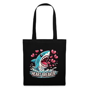 Saint-Valentin Shark Diver Coeur En Amour Vacances en Mer - Sac en tissu - noir - Devant