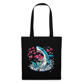 Saint-Valentin Requin Plongeur Vacances Coeur Drôle Mer - Sac en tissu - noir - Devant