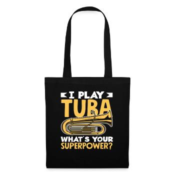 Joueur de tuba Je joue Tuba Superpower - Sac en tissu - noir - Devant