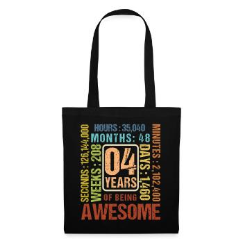 4 years old! Birthday gift for 4th birthday - Tote Bag - black - Front