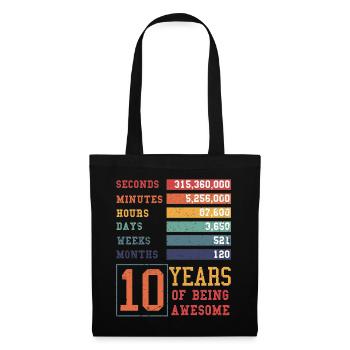 10 Jahre alt! Geburtstagsgeschenk 10. Geburtstag - Stoffbeutel - Schwarz - Vorne