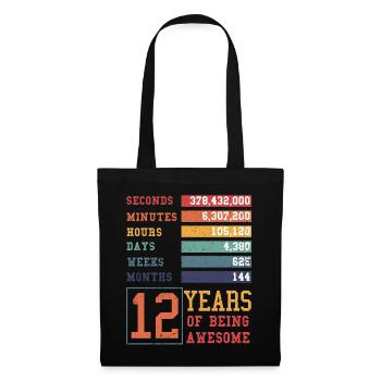 12 ans ! Cadeau d’anniversaire 12e anniversaire - Sac en tissu - noir - Devant