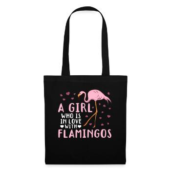 Une fille amoureuse des flamants roses - Flamingo - Sac en tissu - noir - Devant