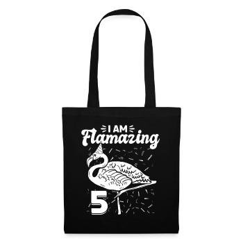 Je suis Flamazing 5 ans - Flamingo 5ème anniversaire - Sac en tissu - noir - Devant