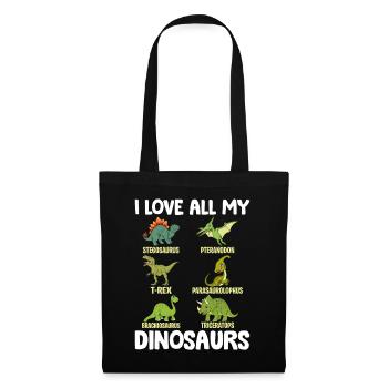 Funny Dinosaur Lover Dino Lover - I love all my - Stoffbeutel - Schwarz - Vorne