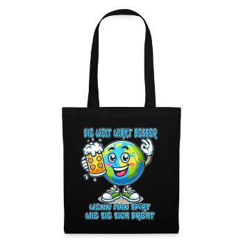 The World Seems Better Funny Beer Comic Motif - Tote Bag - black - Front
