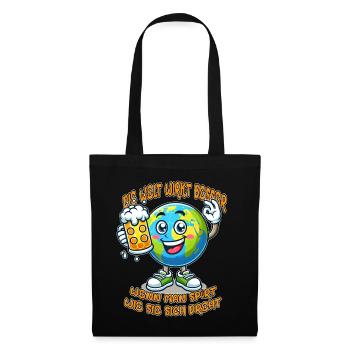 The World Seems Better Funny Beer Comic Motif - Tote Bag - black - Front