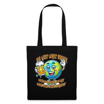 The World Seems Better Funny Beer Comic Motif - Tote Bag - black - Front