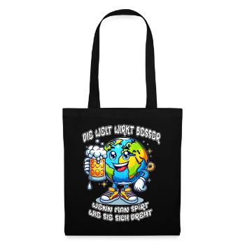 The World Seems Better Funny Beer Comic Motif - Tote Bag - black - Front
