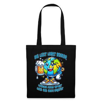 The World Seems Better Funny Beer Comic Motif - Tote Bag - black - Front