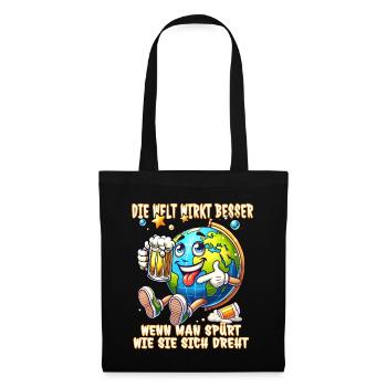 The World Seems Better Funny Beer Comic Motif - Tote Bag - black - Front