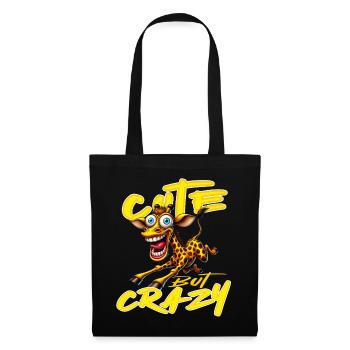 Mignon mais fou girafe style bande dessinée motif drôle - Sac en tissu - noir - Devant