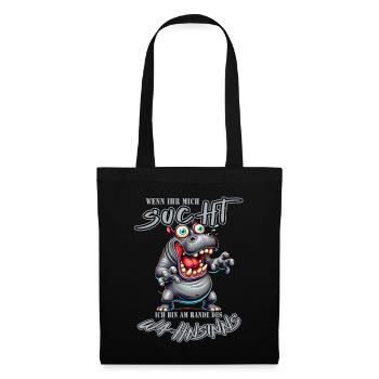 Hippopotame fou au bord de la folie style bande dessinée - Sac en tissu - noir - Devant