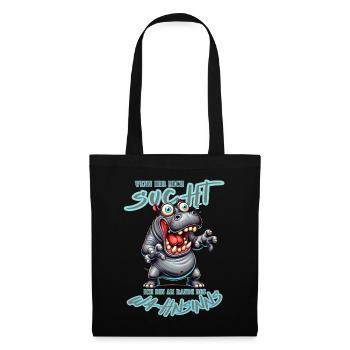 Hippopotame fou au bord de la folie style bande dessinée - Sac en tissu - noir - Devant