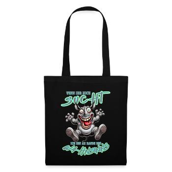 Rhinocéros fou au bord de la folie style bande dessinée - Sac en tissu - noir - Devant
