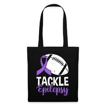 Tackle Epilepsie Volleyball Lila Band Nervös - Stoffbeutel - Schwarz - Vorne