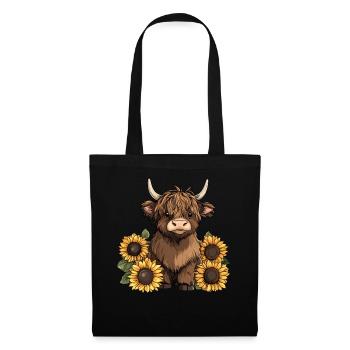 Vache Highland mignonne - Sac en tissu - noir - Devant