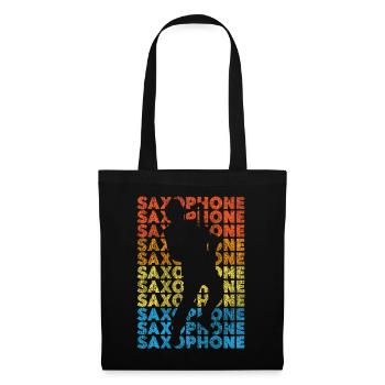Saxophone Retro Vintage Saxophone - Stoffbeutel - Schwarz - Vorne