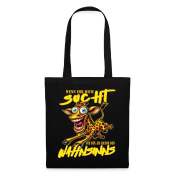Crazy Giraffe on the Edge of Madness Comic Style - Tote Bag - black - Front