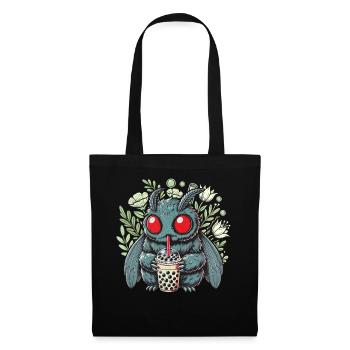 Funny Mothman with Bubble Tea - Tote Bag - black - Front