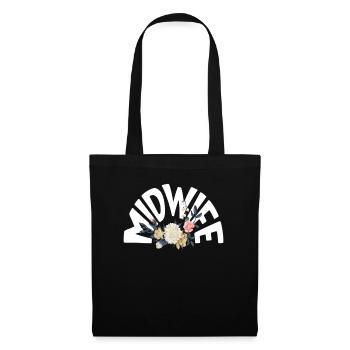 Hebamme Blumenmotiv Eleganz - Stoffbeutel - Schwarz - Vorne