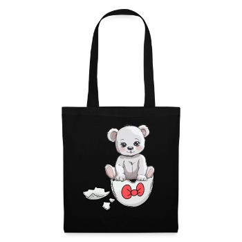 Ours en peluche naissance bébé coquille d’oeuf éclosion - Sac en tissu - noir - Devant