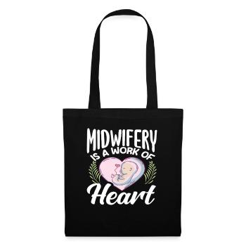 Sage-femme Travail du cœur Bébé Amour - Sac en tissu - noir - Devant