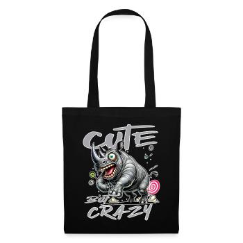 Cute but Crazy Rhino Comic Style Funny Motif - Tote Bag - black - Front