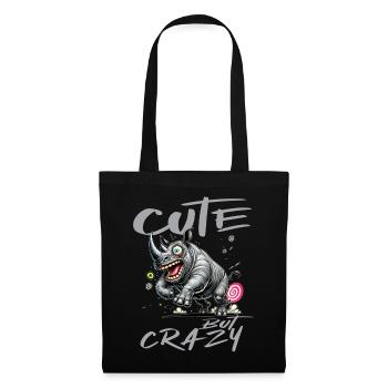 Motif drôle de bande dessinée de rhinocéros mignon mais fou - Sac en tissu - noir - Devant