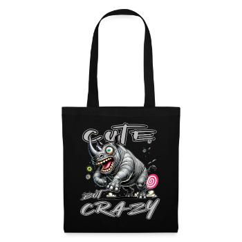 Motif drôle de bande dessinée de rhinocéros mignon mais fou - Sac en tissu - noir - Devant