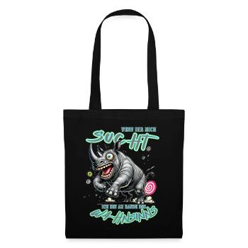 Crazy Rhino on the Edge of Madness Comic Style - Tote Bag - black - Front