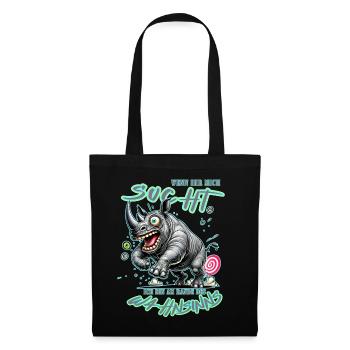 Crazy Rhino on the Edge of Madness Comic Style - Tote Bag - black - Front