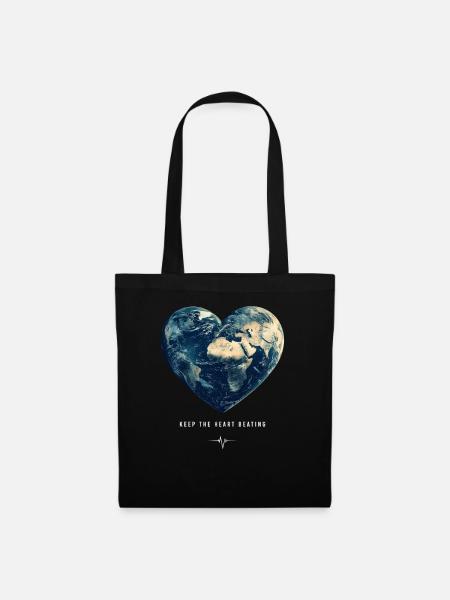 Keep the Heart Beating Earth Day Erde Umwelt - Stoffbeutel - Schwarz