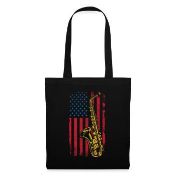 Saxophones American Flag - Tote Bag - black - Front