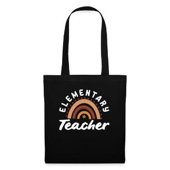 Grundschullehrerin Retro-regenbogen-design - Stoffbeutel - Schwarz - Vorne
