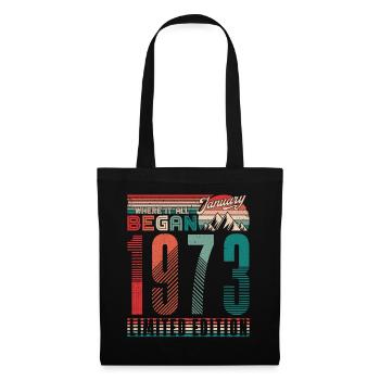 Anniversaire 1973 Vintage Janvier Rétro Cadeau - Sac en tissu - noir - Devant